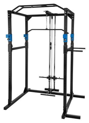 Cage de musculation acier rack de musculation station de fitness noir/bleu