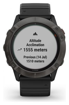 Montre GPS Garmin fenix 6X Pro Solar Titane Carbon Gray DLC avec Bracelet Noir