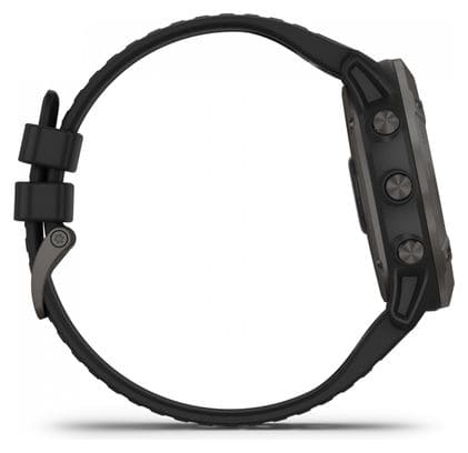 Montre GPS Garmin fenix 6X Pro Solar Titane Carbon Gray DLC avec Bracelet Noir
