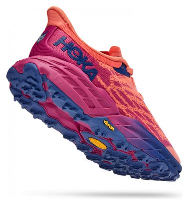 Trail Running Schuhe Hoka Speedgoat 5 Koralle Blau Rosa Damen