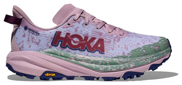Hoka Speedgoat 6 GTX Trail Running Shoes, Blue/Pink/Green, Women's