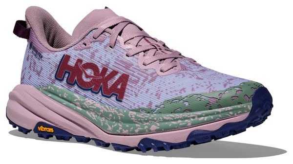Hoka Speedgoat 6 GTX Trail Running Shoes, Blue/Pink/Green, Women's