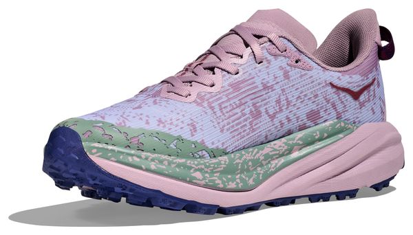 Hoka Speedgoat 6 GTX Trail Running Shoes, Blue/Pink/Green, Women's