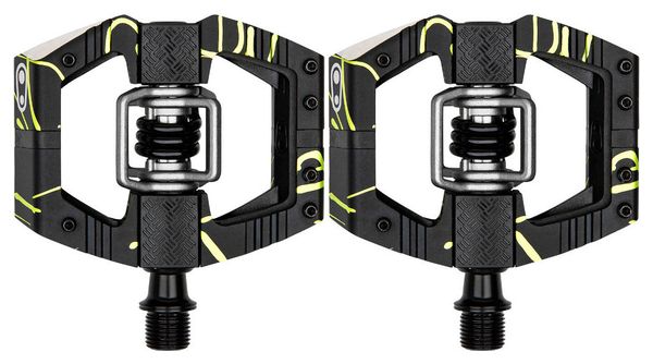 Paire de Pédales Automatiques avec Cages Crankbrothers Mallet E LS Édition Limitée Vert Splatter