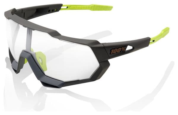 100% SpeedTrap Soft Tact Cool Gray Glasses / Transparent Photochromic Glass