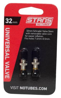 Stan's NoTubes - Paire de valve  Universal  Schrader  32mm 10mm Base