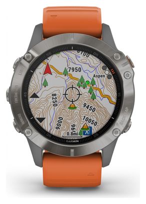 Garmin fenix 6 Sapphire GPS Watch Titanium with Ember Orange Band