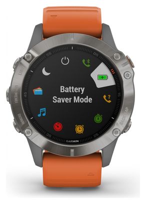 Garmin fenix 6 Sapphire GPS Watch Titanium with Ember Orange Band