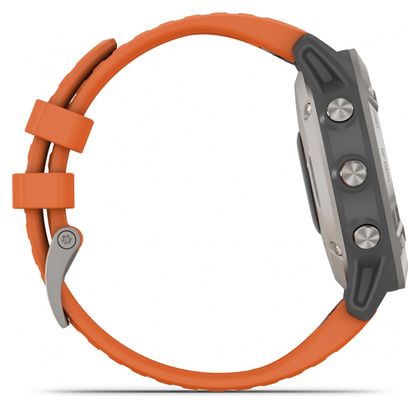 Montre GPS Garmin fenix 6 Sapphire Titane avec Bracelet Orange