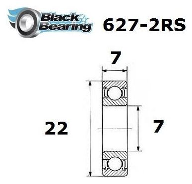 Roulement Black Bearing B5 627 2rs 7 x 22 x 7 mm