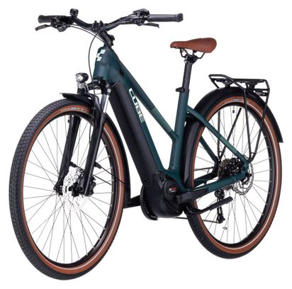 Cube Touring Hybrid One 500 Trapezio Bicicletta ibrida elettrica Shimano Alivio 9S 500 Wh 700 mm Verde scuro 2023