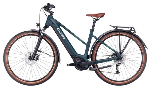 Cube Touring Hybrid One 500 Trapezio Bicicletta ibrida elettrica Shimano Alivio 9S 500 Wh 700 mm Verde scuro 2023