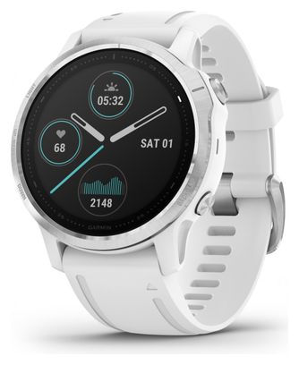 Garmin fenix 6S GPS Watch Silver White with White Band