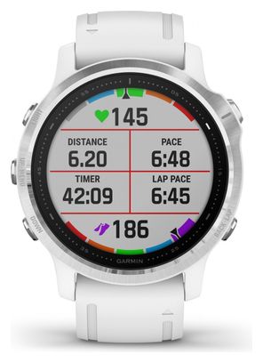 Garmin fenix 6S GPS Watch Silver White with White Band