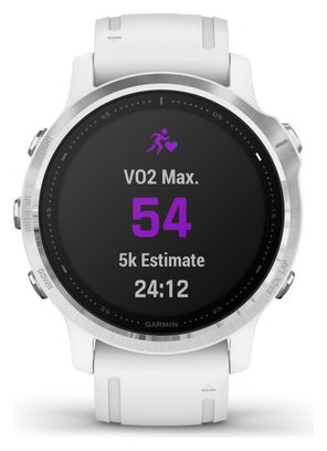 Garmin fenix 6S GPS Watch Silver White with White Band