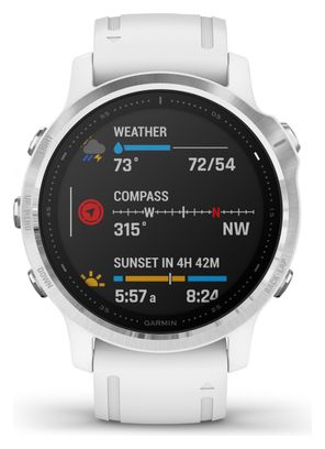 Garmin fenix 6S GPS Watch Silver White with White Band