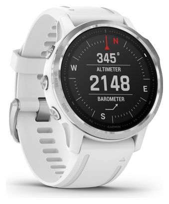 Garmin fenix 6S GPS Watch Silver White with White Band