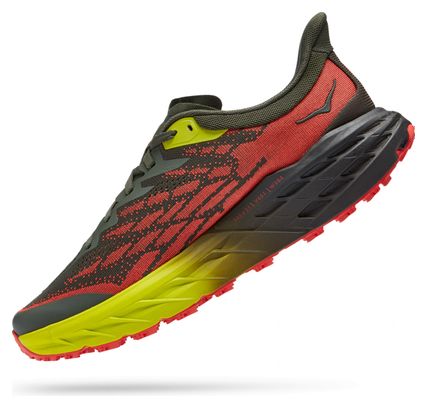 Hoka Speedgoat 5 Large Khaki Red Trail Running Shoes