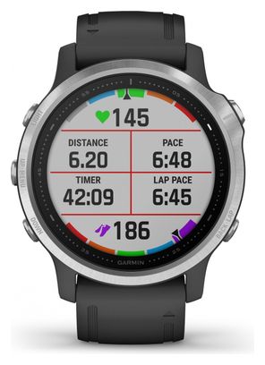 Garmin fenix 6S GPS Horloge Zilver Zwart met Zwarte Polsband