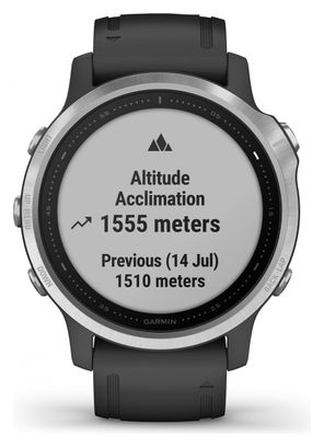 Garmin fenix 6S GPS Horloge Zilver Zwart met Zwarte Polsband