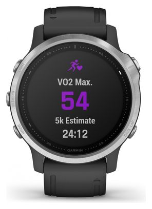 Garmin fenix 6S GPS Horloge Zilver Zwart met Zwarte Polsband