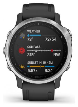 Garmin fenix 6S GPS Horloge Zilver Zwart met Zwarte Polsband