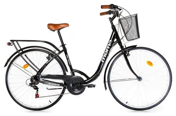 Bicicleta de ciudad Moma Bikes City Classic 28 &#39;&#39; SHIMANO 18V City Bike Black