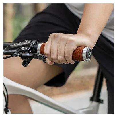 Paire de poignées de guidon de vélo en cuir véritable marron