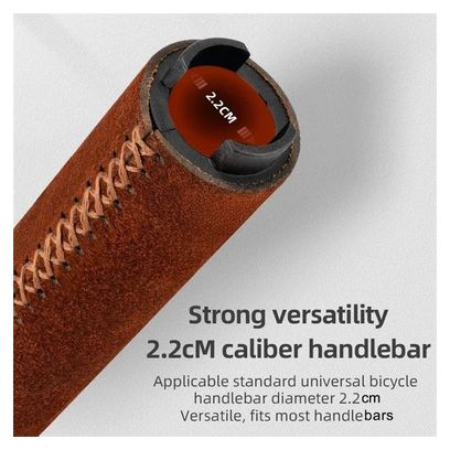 Paire de poignées de guidon de vélo en cuir véritable marron