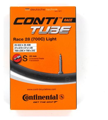 Continental Race 28 Light Tube 700x20c 700x25c Presta Alltricks