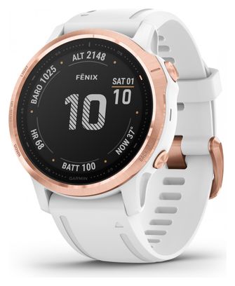 Garmin fenix 6S Pro GPS Watch Rose Gold-tone with White Band