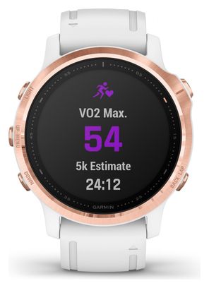 Garmin fenix 6S Pro GPS Watch Rose Gold-tone with White Band