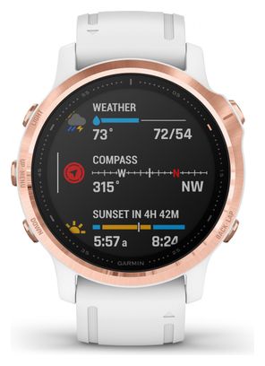 Garmin fenix 6S Pro GPS Watch Rose Gold-tone with White Band