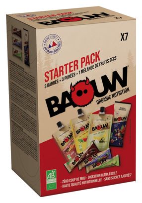 Pack (3 Energieriegel + 3 Energiepürees + 1 Trockenfruchtmischung) Baouw Starter Pack