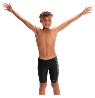 Speedo Hyperboom Panel Jammer Badeanzug für Kinder Schwarz Blau