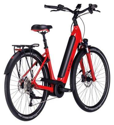 Cube Supreme Sport Hybrid Pro 500 Bicicleta eléctrica urbana de fácil acceso Shimano Deore 10S 500 Wh 700 mm Roja 2023