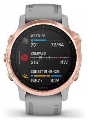 Garmin fenix 6S Sapphire GPS Watch Rose Gold-tone with Powder Grey Band