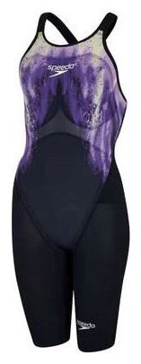 Women's 1-piece Speedo Fastskin LZR Pure Valor Openback Kneeskin Black Purple