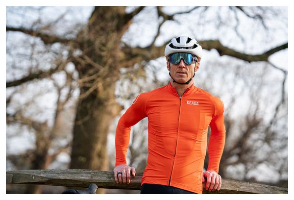 Maillot de cyclisme homme essentiel à manches longues - Orange