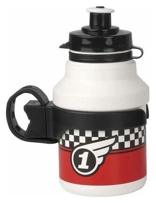 Bidon Polisport race + porte-bidon blanc bouchon à clipser 350ml