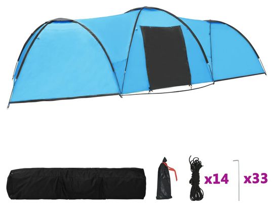 vidaXL Tente igloo de camping 650x240x190 cm 8 personnes Bleu