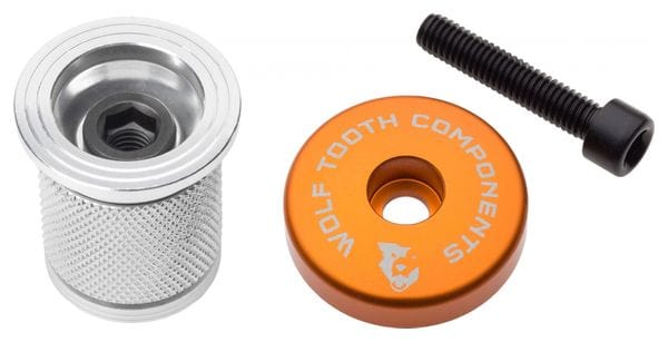 Wolf Tooth Compression Plug with Integrated Spacer Stem Cap 1 1/8" Orange