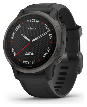 Montre GPS Garmin fenix 6S Sapphire Carbon Gray DLC avec Bracelet Noir