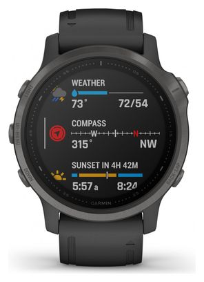 Montre GPS Garmin fenix 6S Sapphire Carbon Gray DLC avec Bracelet Noir