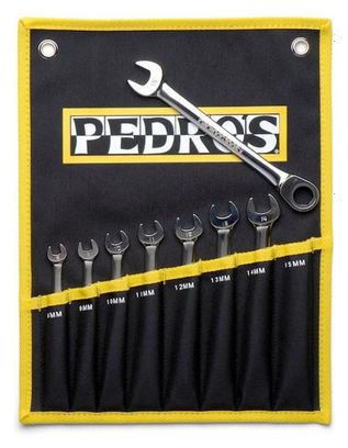 Pedro's Ratcheting Combo Wrench Set (8 pieces)