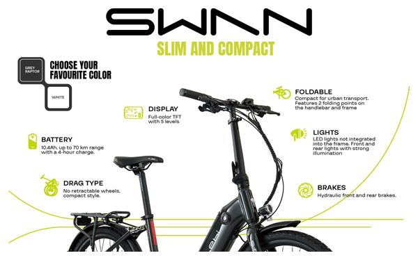 Vélo Electrique Pliant Flebi Swan 24  Grey raptor