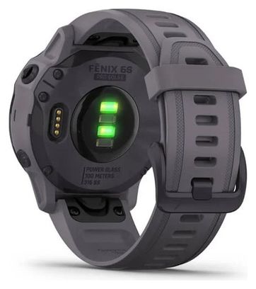 Garmin Fenix 6S - Pro Solar Edition GPS-Uhr Amethyst Steel mit Shale Grey Band