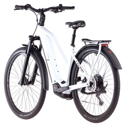 VTC Électrique Cube Kathmandu Hybrid One 800 Trapeze Shimano Cues 10V 800 Wh 700 mm Blanc Bleu Polar 2025