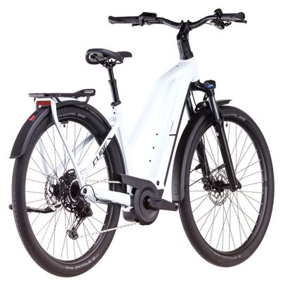 VTC Électrique Cube Kathmandu Hybrid One 800 Trapeze Shimano Cues 10V 800 Wh 700 mm Blanc Bleu Polar 2025