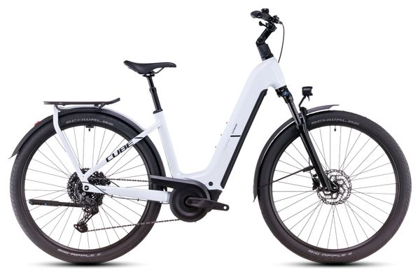 VTC Électrique Cube Kathmandu Hybrid One 800 Easy Entry Shimano Cues 10V 800 Wh 700 mm Blanc Bleu Polar 2025